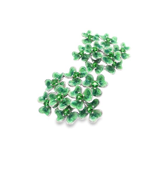 Orecchini a forma di trifoglio con pietre verdi e smalto perlato verde. GOCCIAZZURRA JEWELS | ORCLOVERRODIOVERDE